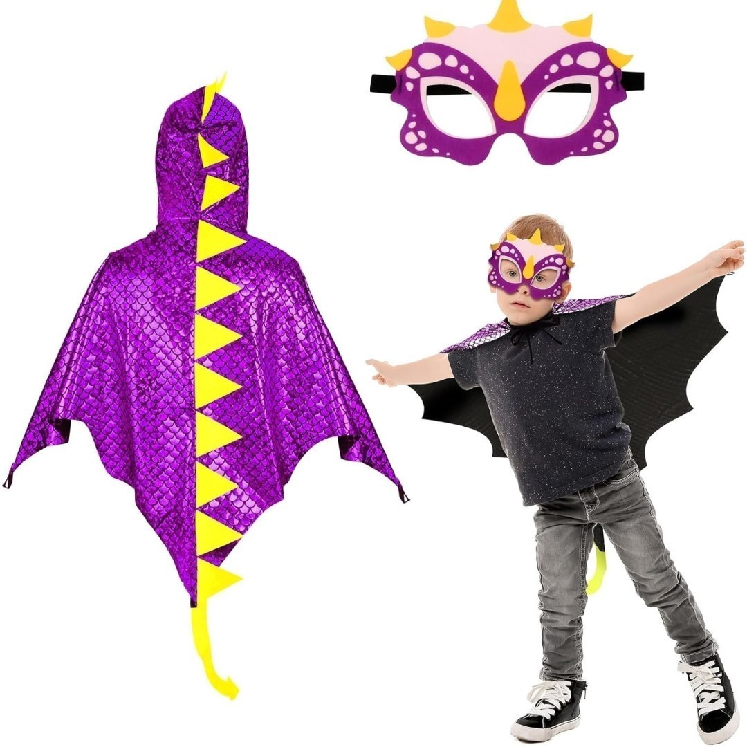 Peleryna dinozaura Halloween z maską i rękawiczkami, kostium na imprezy tematyczne