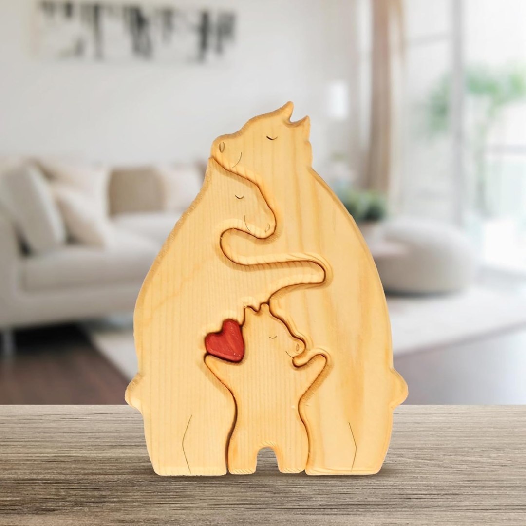 Puzzle drewniane rodzina niedźwiedzi personalizowane dekoracja Puzzle drewniane rodzina niedźwiedzi personalizowane dekoracja