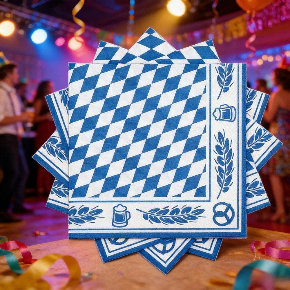 Serwetki na Oktoberfest, 40 sztuk, bawarskie wzory, dekoracje na imprezy