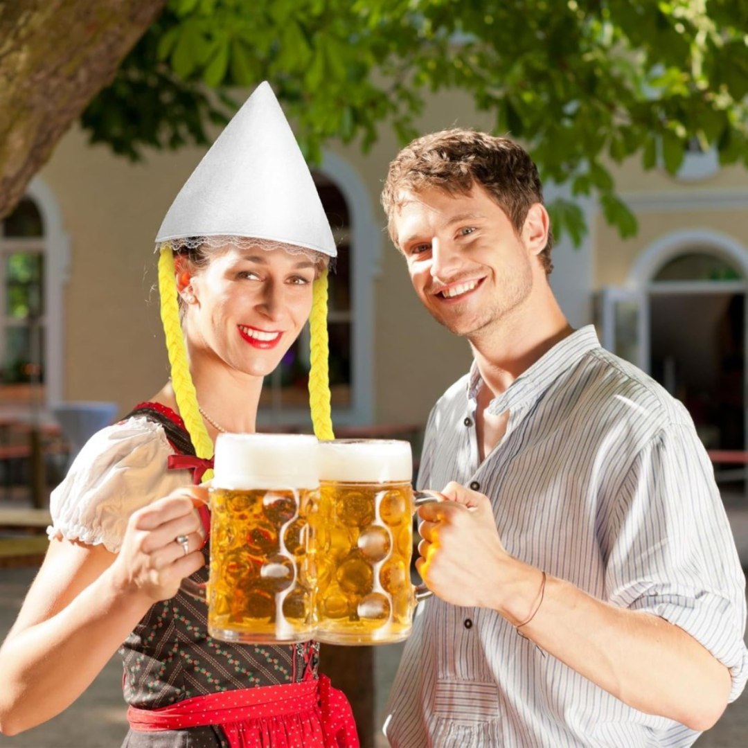 Kapelusze na Oktoberfest, 6 sztuk, białe, tradycyjne