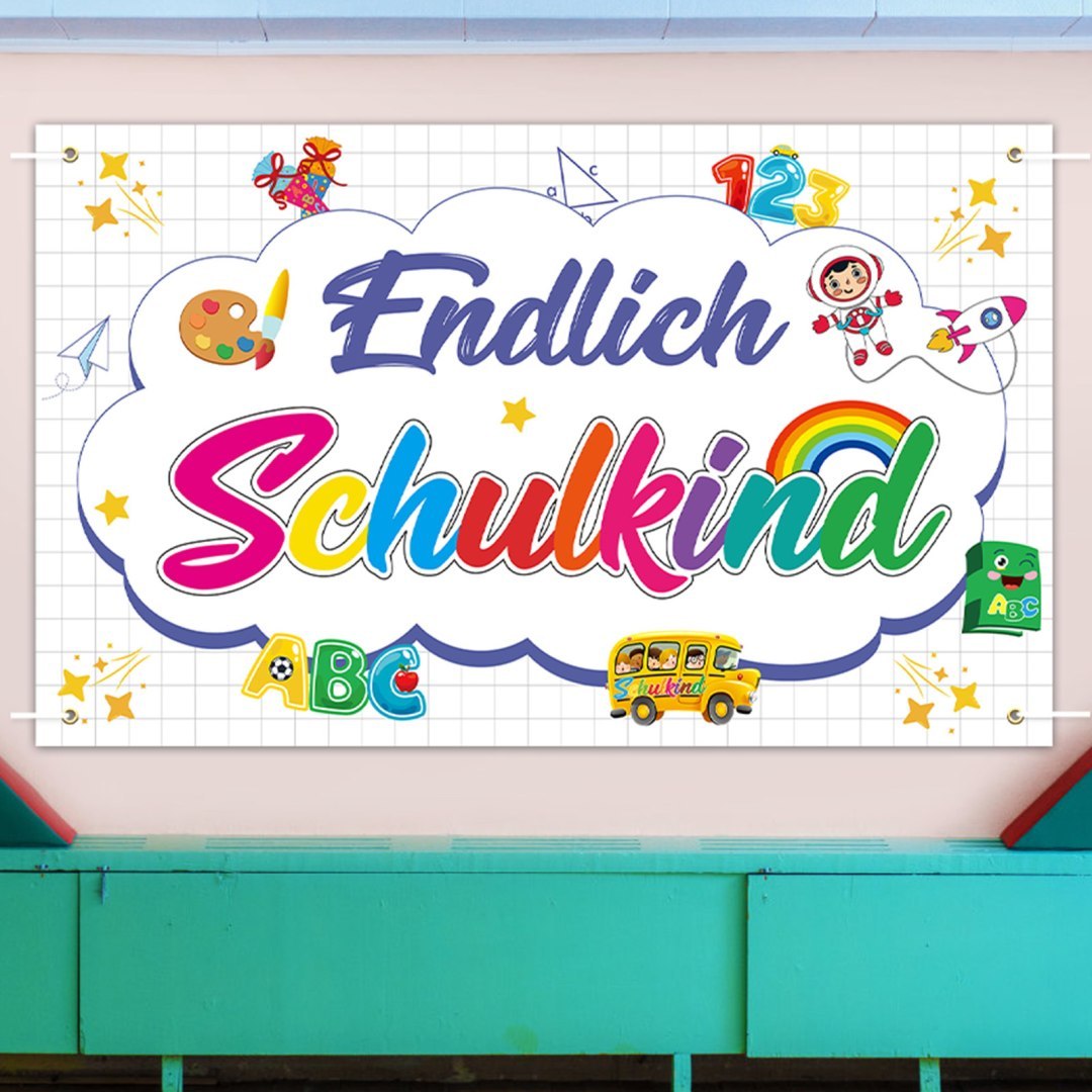 Baner dekoracyjny „Nareszcie!” na pierwszy dzień szkoły, materiał tekstylny