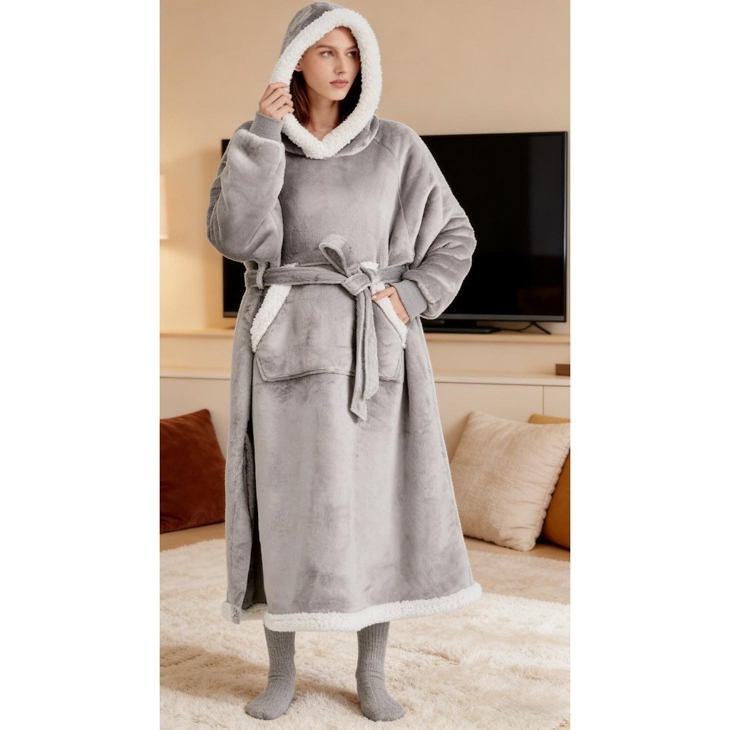 Koc z rękawami, 150 cm, ciepły polar, wygodny na chłodne wieczory Koc z rękawami, 150 cm, ciepły polar, wygodny na chłodne wieczory