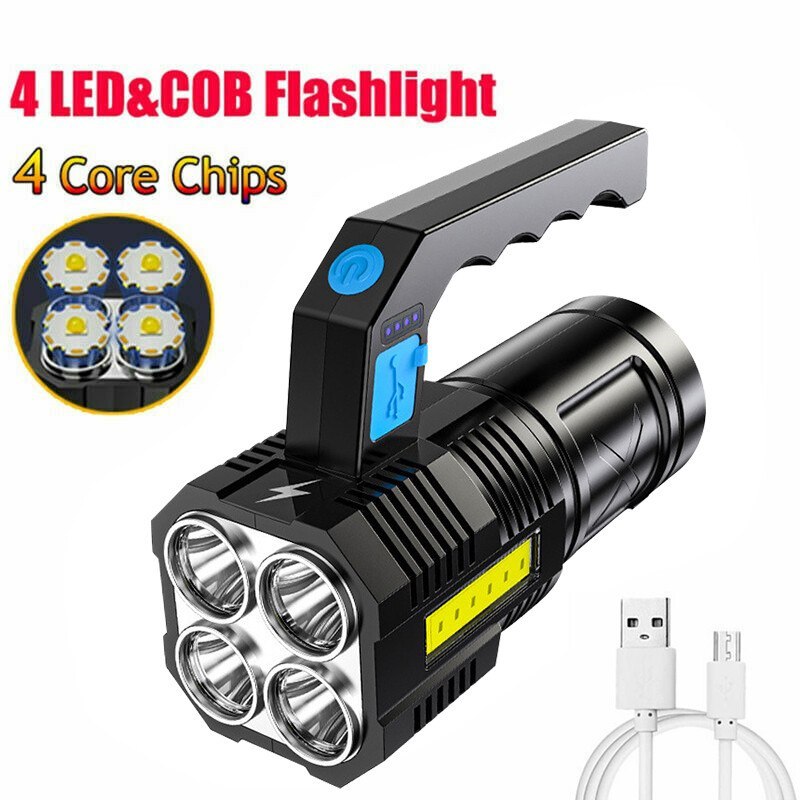 Latarka ręczna LED 12000000LM czarna z USB do kempingu Latarka ręczna LED 12000000LM czarna z USB do kempingu