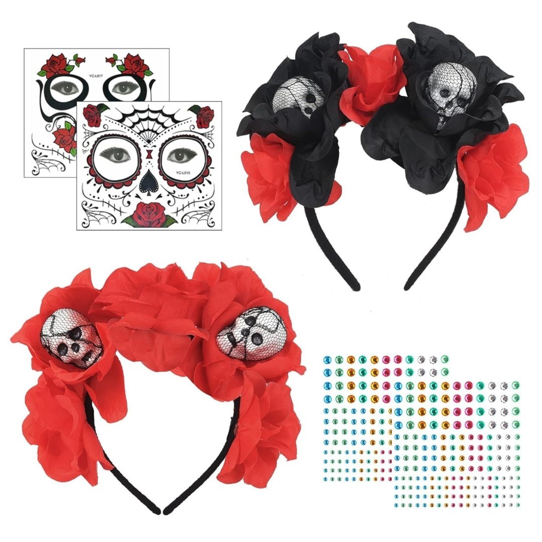 Zestaw akcesoriów do fotobudki: bandana, opaska Halloween Zestaw akcesoriów do fotobudki: bandana, opaska Halloween