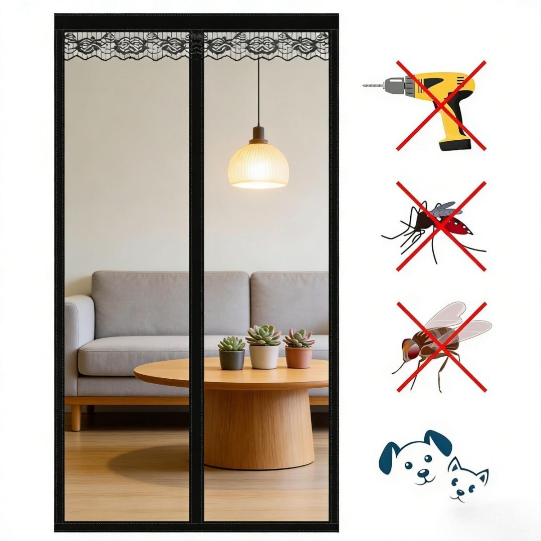 Zasłona na owady czarna 90×210 cm z magnesem do drzwi Zasłona na owady czarna 90×210 cm z magnesem do drzwi