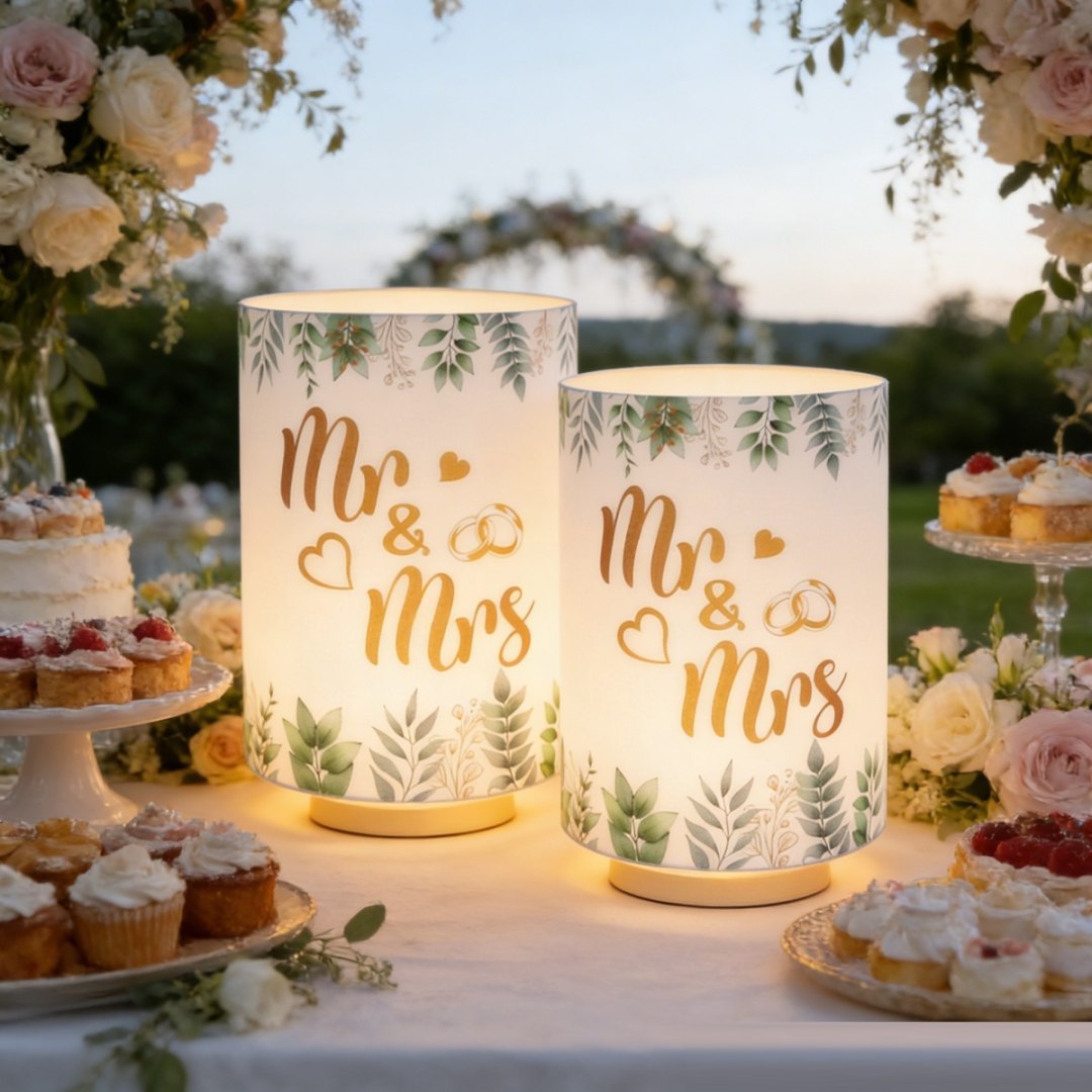 Zestaw 12 abażurów Mr & Mrs do dekoracji wnętrz Zestaw 12 abażurów Mr & Mrs do dekoracji wnętrz