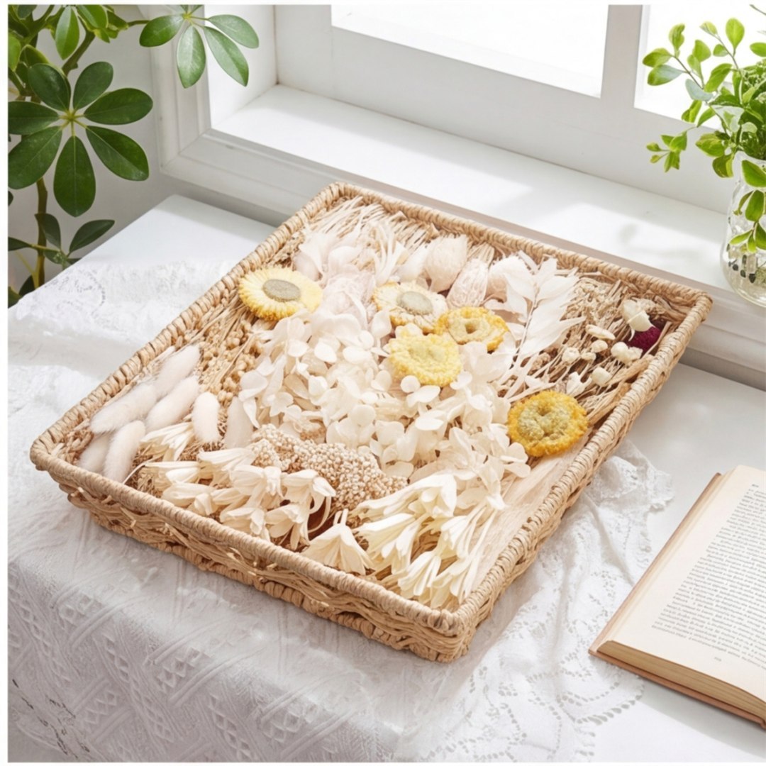 Zestaw 77 mini suszonych kwiatów w białym, 11 rodzajów do dekoracji DIY Zestaw 77 mini suszonych kwiatów w białym, 11 rodzajów do dekoracji DIY