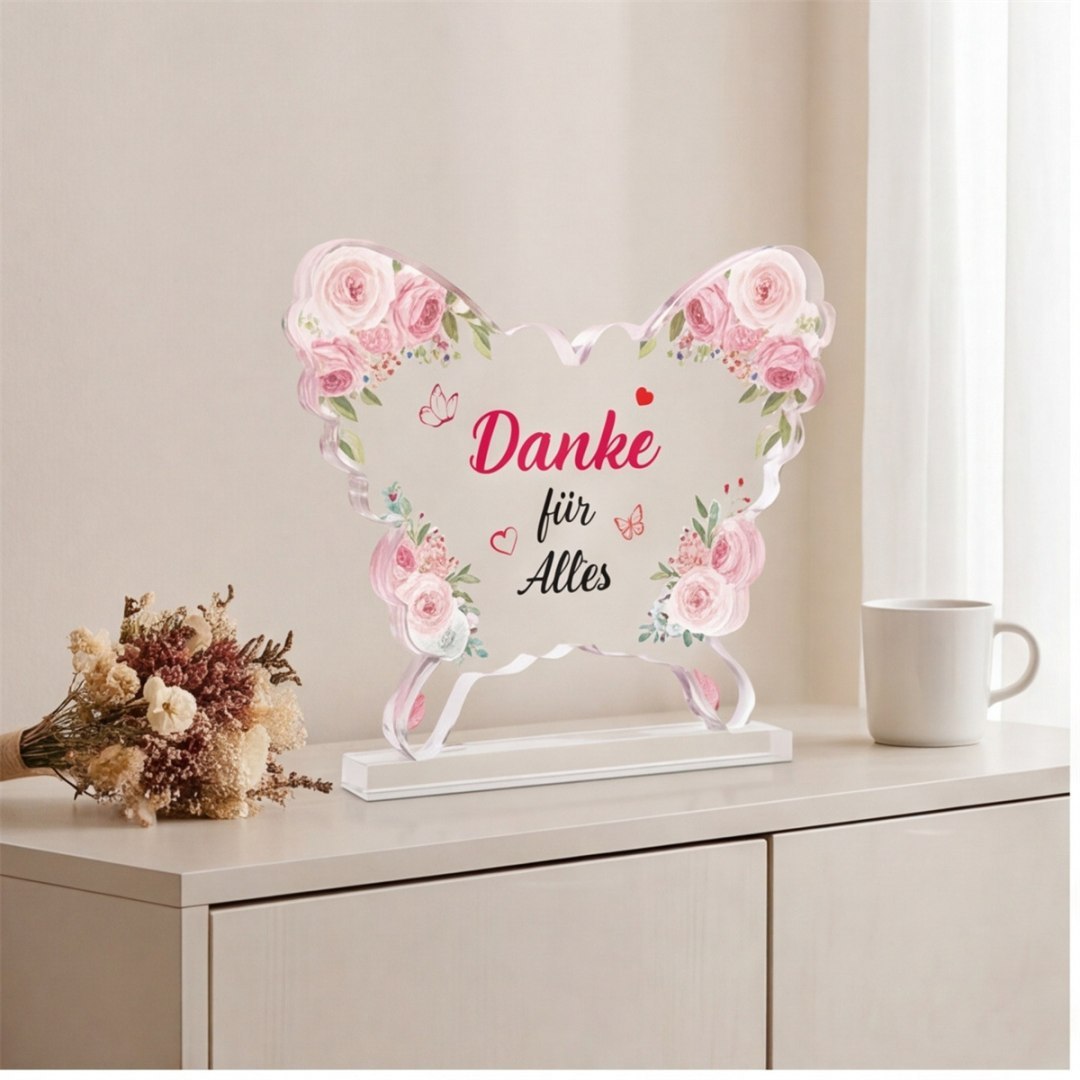 Dekoracyjny ornament akrylowy motyl „Dziękuję”
