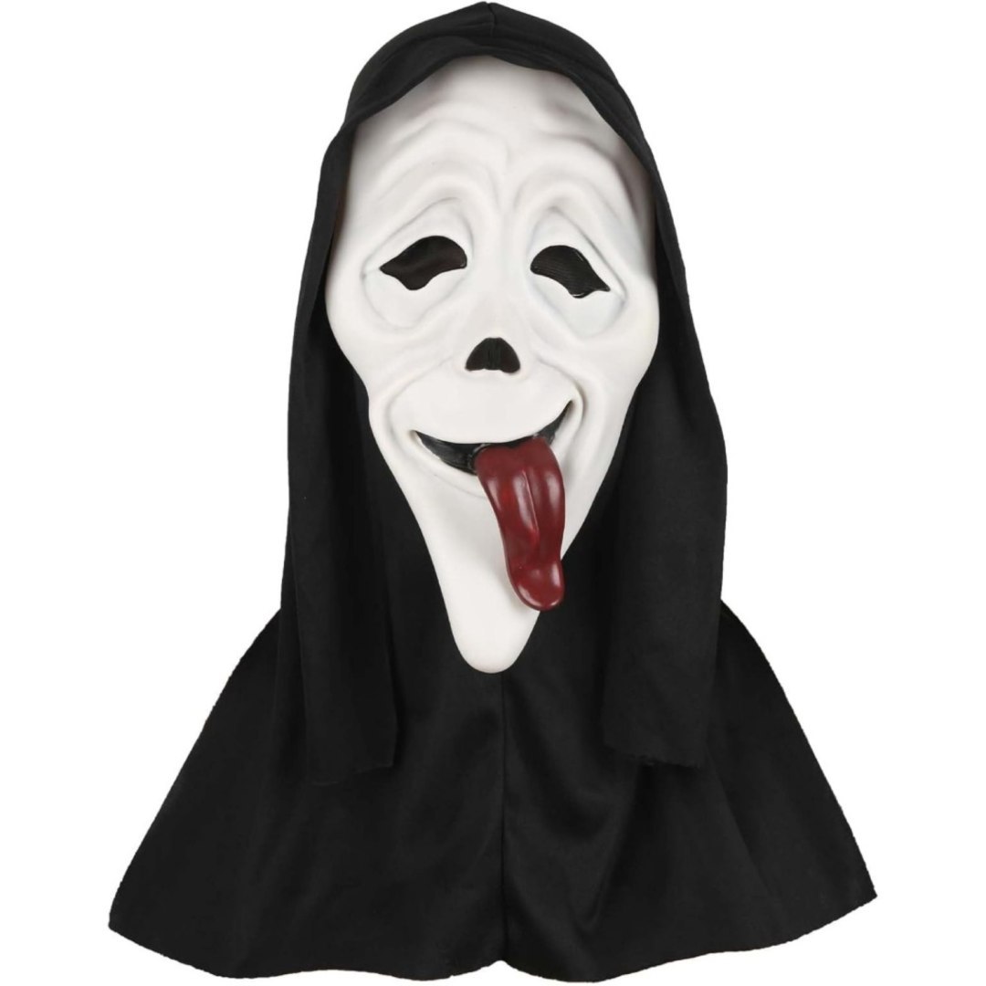 Maska duch z językiem na Halloween, biała, wygodna Maska duch z językiem na Halloween, biała, wygodna