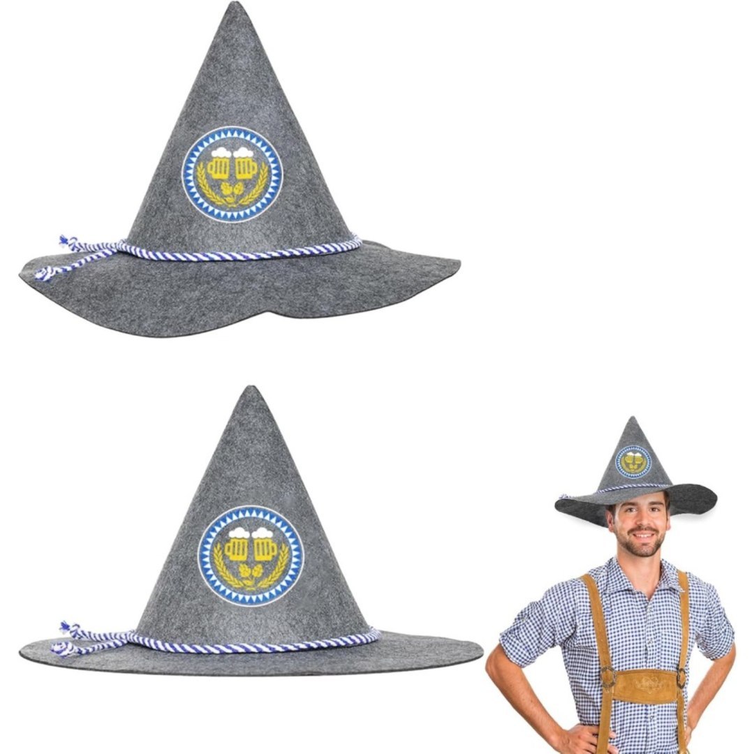 Kapelusz tradycyjny Oktoberfest z filcu, zestaw 2 szt. Kapelusz tradycyjny Oktoberfest z filcu, zestaw 2 szt.