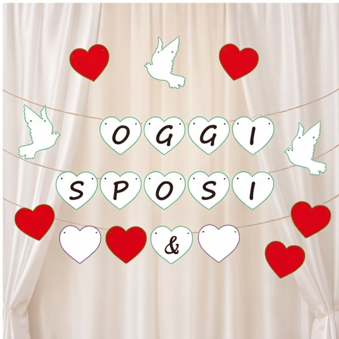 Baner papierowy OGGI SPOSI, dekoracja na wesele, girlanda z napisem Baner papierowy OGGI SPOSI, dekoracja na wesele, girlanda z napisem