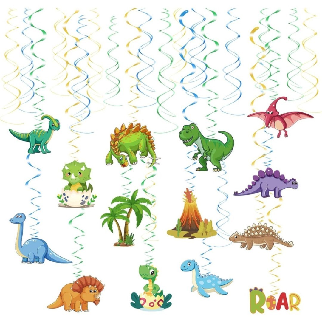 Girlanda spiralna 30-elementowa dinozaury, kolorowa dekoracja na urodziny dzieci Girlanda spiralna 30-elementowa dinozaury, kolorowa dekoracja na urodziny dzieci