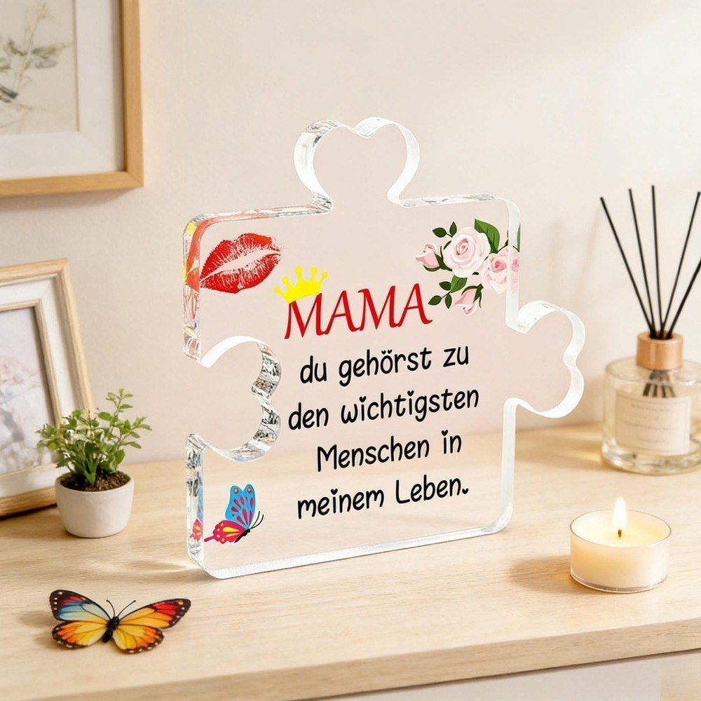 Dekoracyjny ornament puzzlowy MAMA z akrylu, przezroczysty Dekoracyjny ornament puzzlowy MAMA z akrylu, przezroczysty