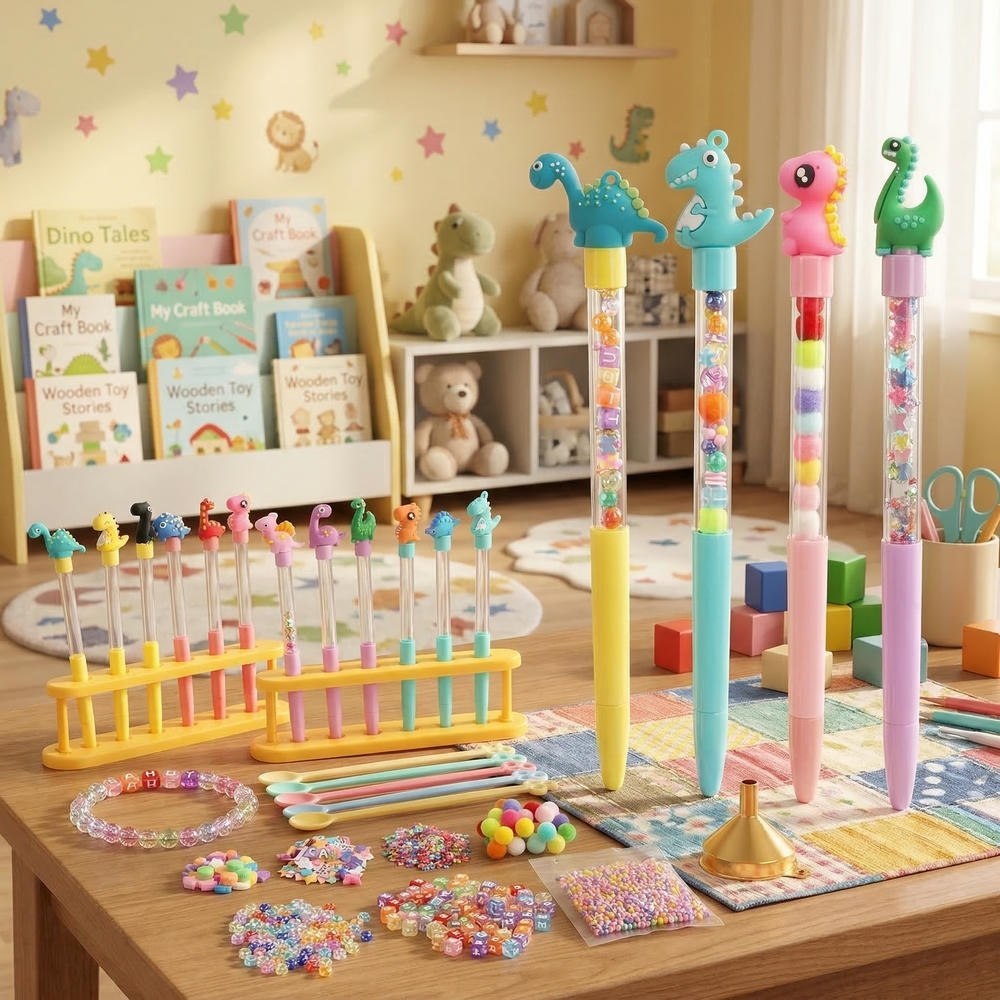Zestaw dinozaurów 12 szt. do DIY z brokatowymi długopisami Zestaw dinozaurów 12 szt. do DIY z brokatowymi długopisami