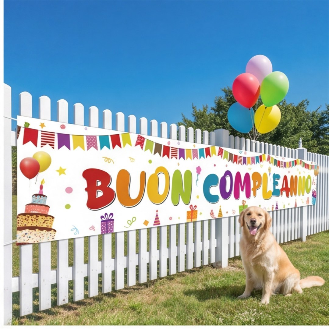 Baner urodzinowy „Buon Compleanno” włoskie dekoracje