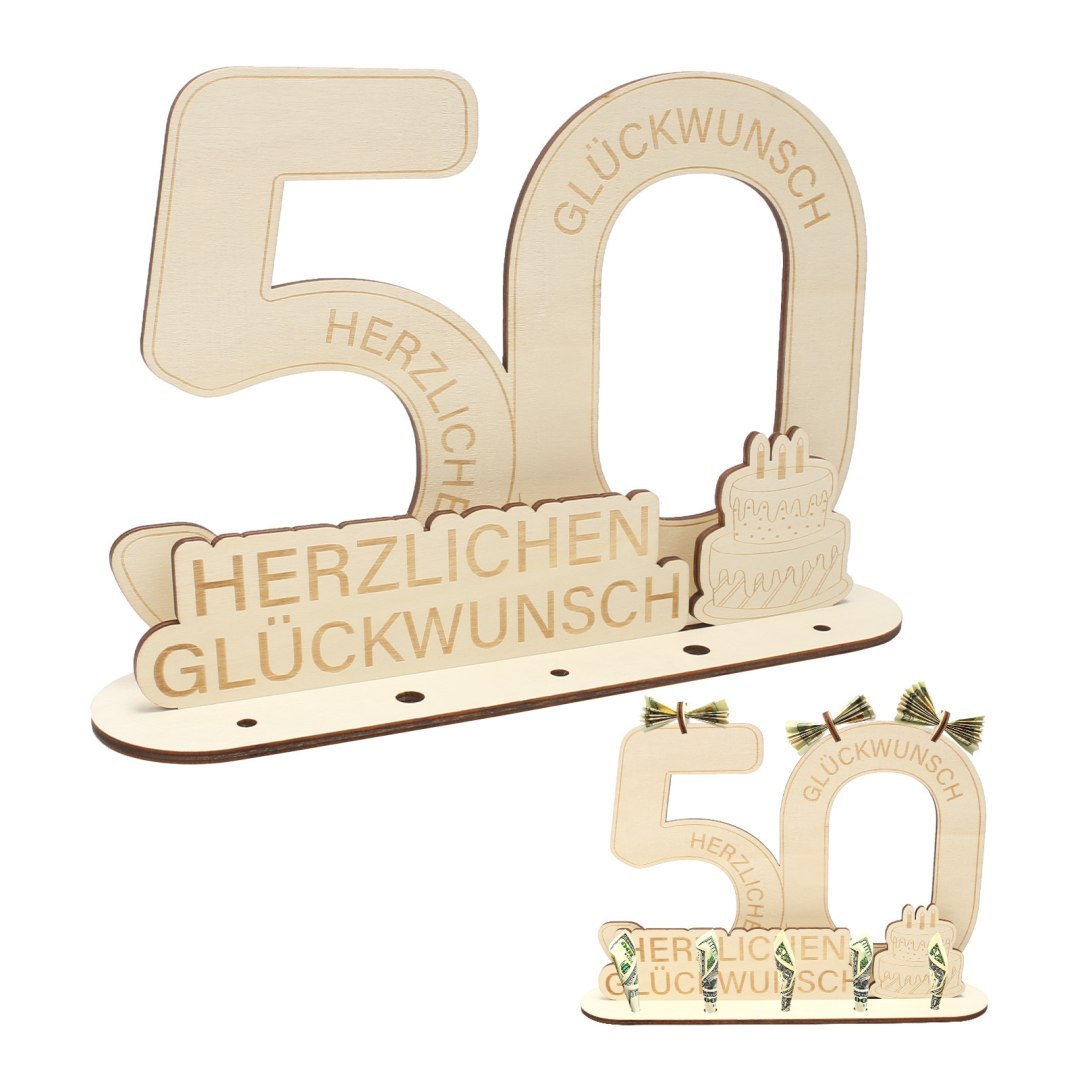 Dekoracja drewniana na 50. urodziny, naturalne drewno Dekoracja drewniana na 50. urodziny, naturalne drewno