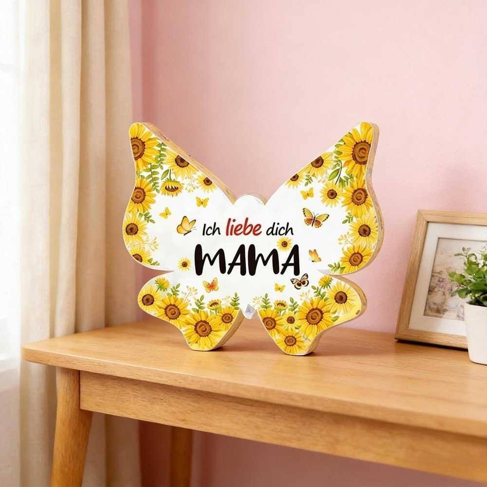 Figurka akrylowa MAMA motyl dekoracyjna, przezroczysta