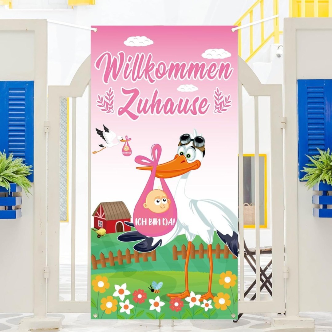 Baner powitalny różowy 183 x 90 cm, dekoracja na przyjęcia Baner powitalny różowy 183 x 90 cm, dekoracja na przyjęcia