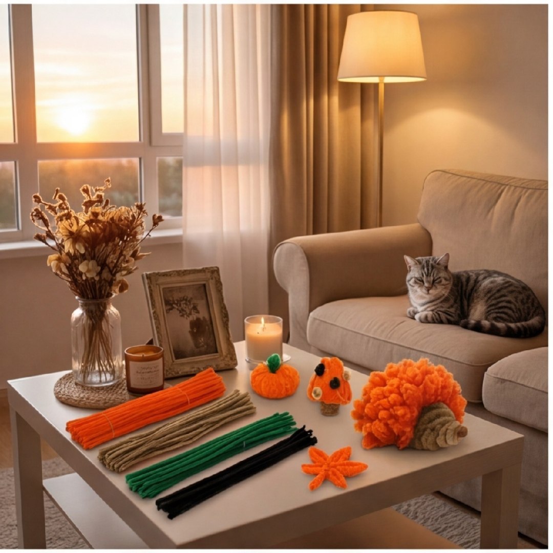 Zestaw patyczków dekoracyjnych – 50 brązowych, 20 ciemnozielonych, 150 pomarańczowych, 20 czarnych