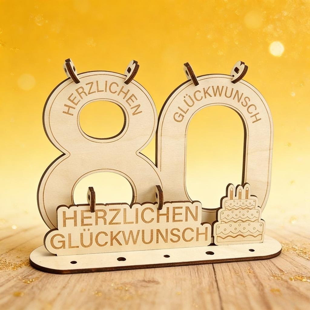 Dekoracyjny numer 80 z drewna, prezent na 80. urodziny Dekoracyjny numer 80 z drewna, prezent na 80. urodziny