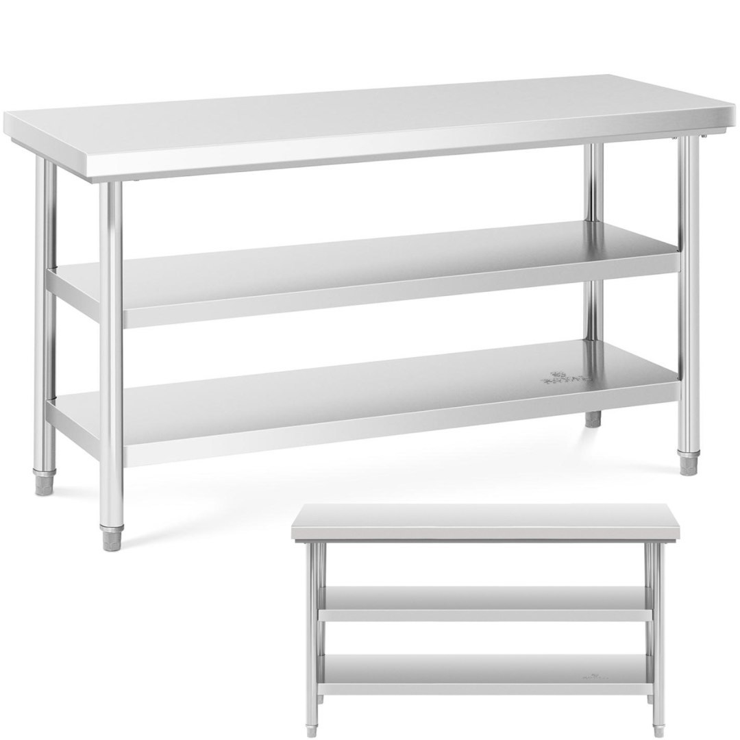 Stół blat roboczy stalowy nierdzewny z 2 półkami 150x60cm Stół blat roboczy stalowy nierdzewny z 2 półkami 150x60cm