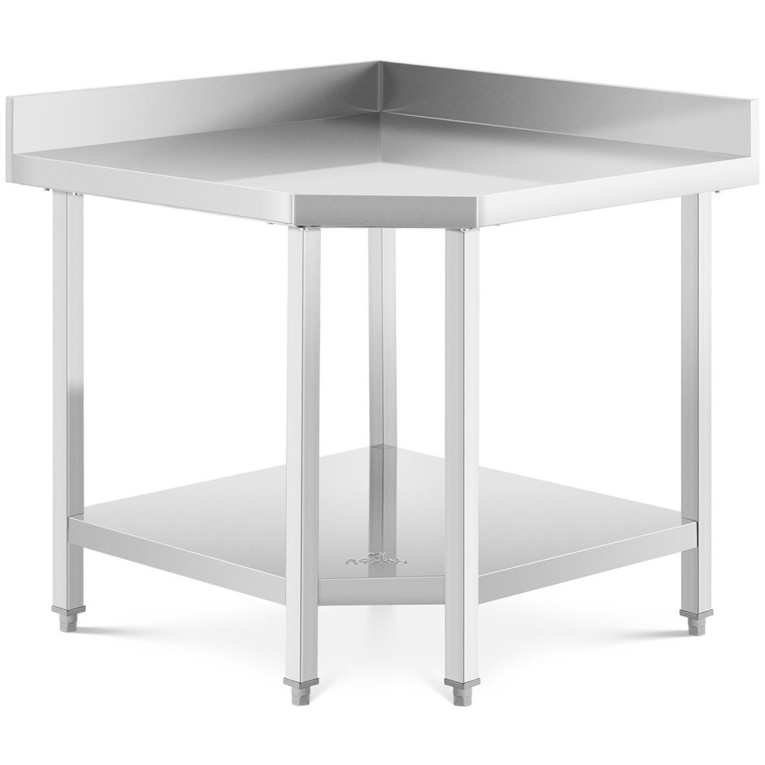 Stół blat roboczy narożny z rantem stalowy nierdzewny z półką 90x90x70cm Stół blat roboczy narożny z rantem stalowy nierdzewny z półką 90x90x70cm