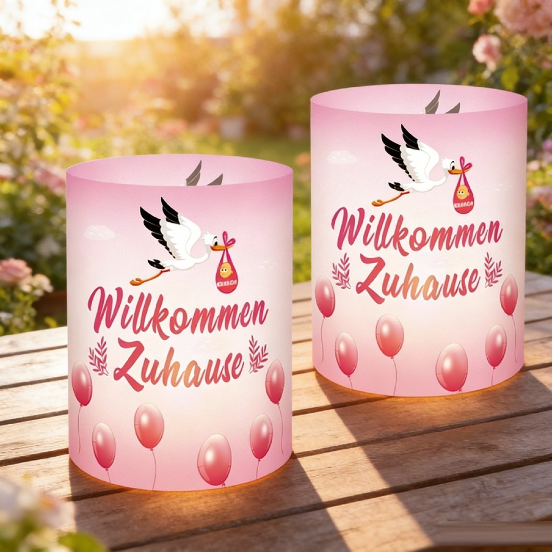 Zestaw 12 różowych lampionów powitalnych do dekoracji stołu