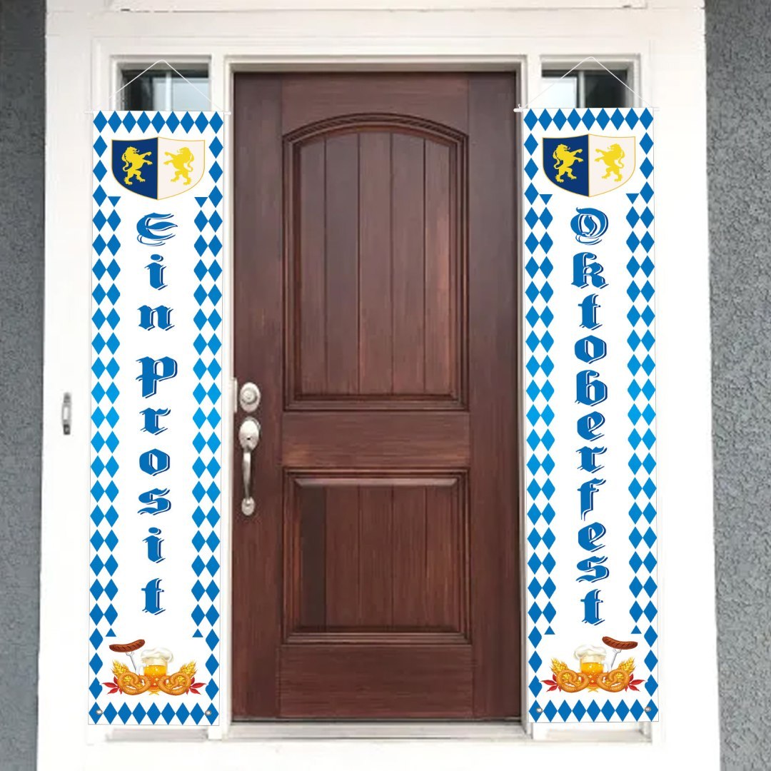 Baner dekoracyjny na drzwi Oktoberfest – materiał tkaninowy, wielokolorowy, na imprezy