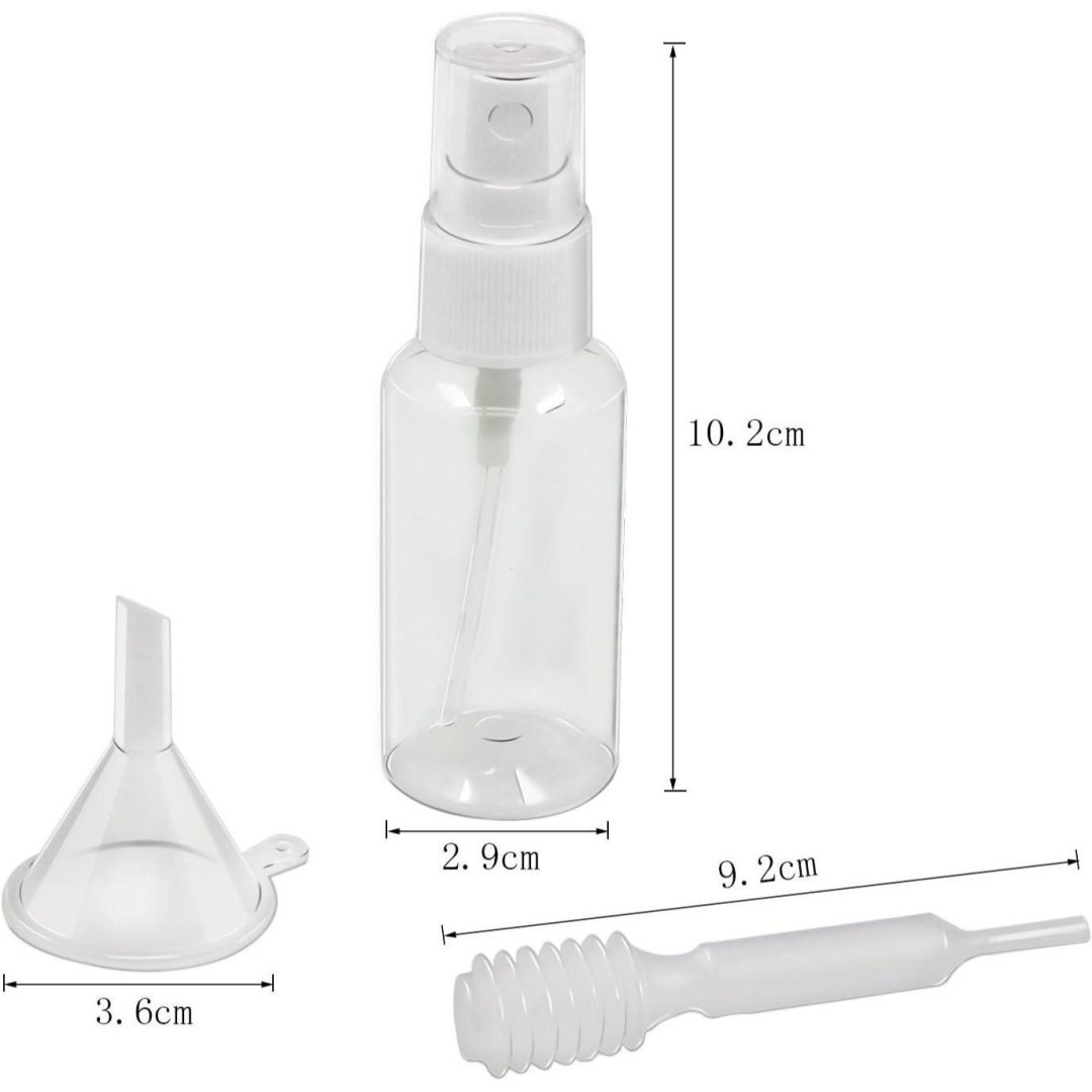 Butelki spray 30 ml zestaw 12 sztuk z lejek i etykiet