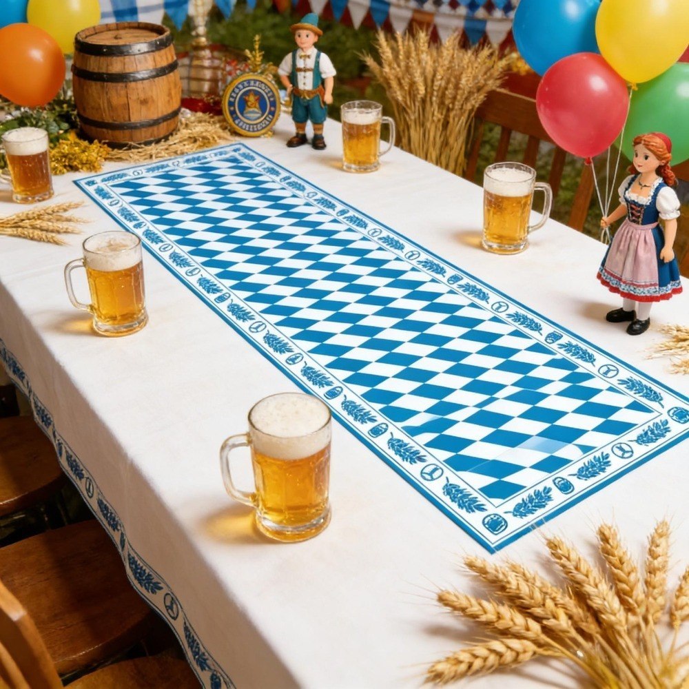 Obrus Oktoberfest, niebieski – tradycyjne dekoracje stołowe