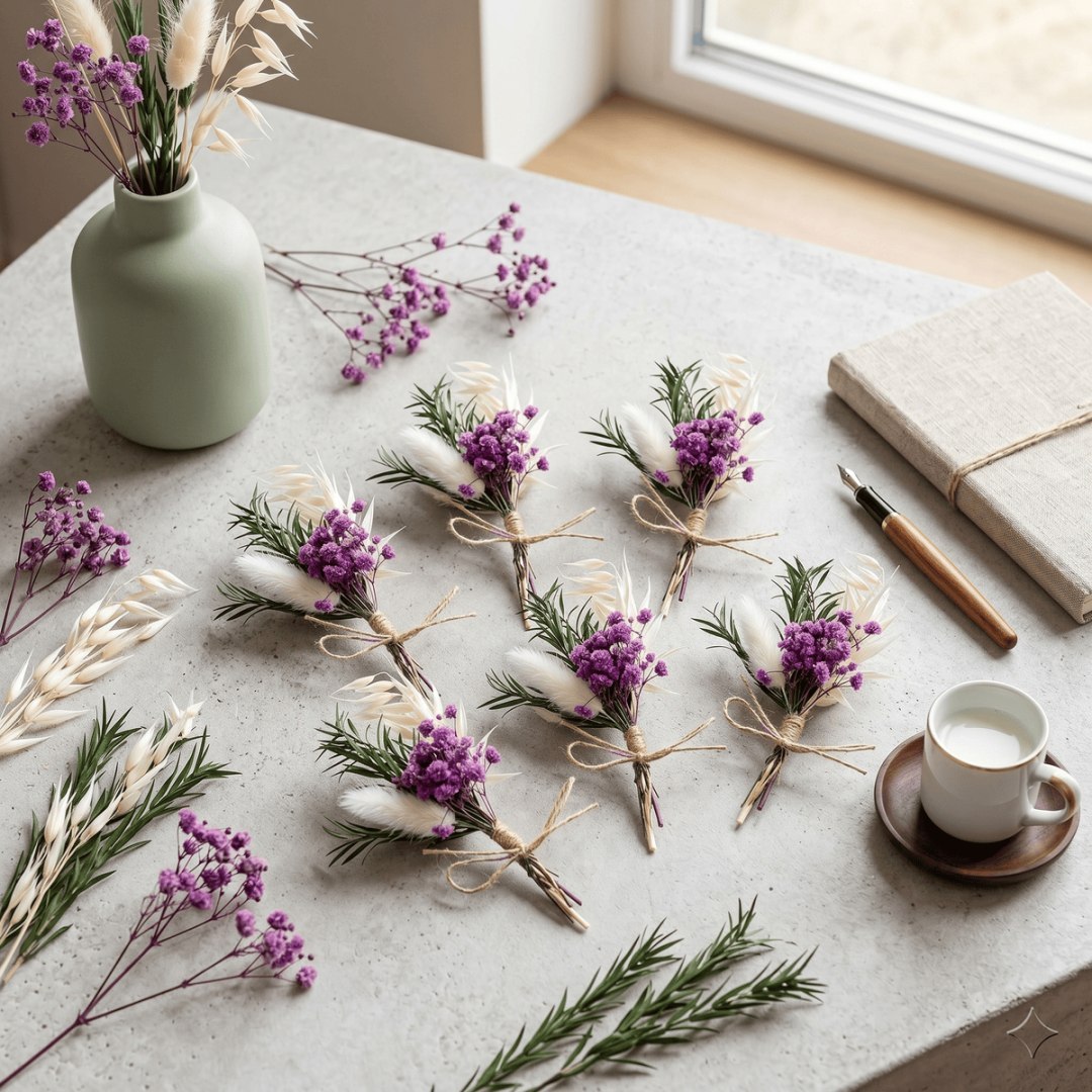 Zestaw 6 mini suszonych kwiatów do DIY – lawenda, limonium, owies biały, trawa królika Zestaw 6 mini suszonych kwiatów do DIY – lawenda, limonium, owies biały, trawa królika