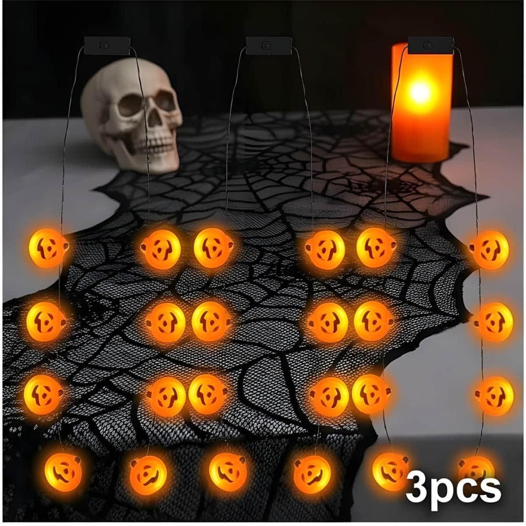 Dekoracje halloweenowe zestaw 3 łańcuchów z dyniami 8 sztuk na sznurku Dekoracje halloweenowe zestaw 3 łańcuchów z dyniami 8 sztuk na sznurku