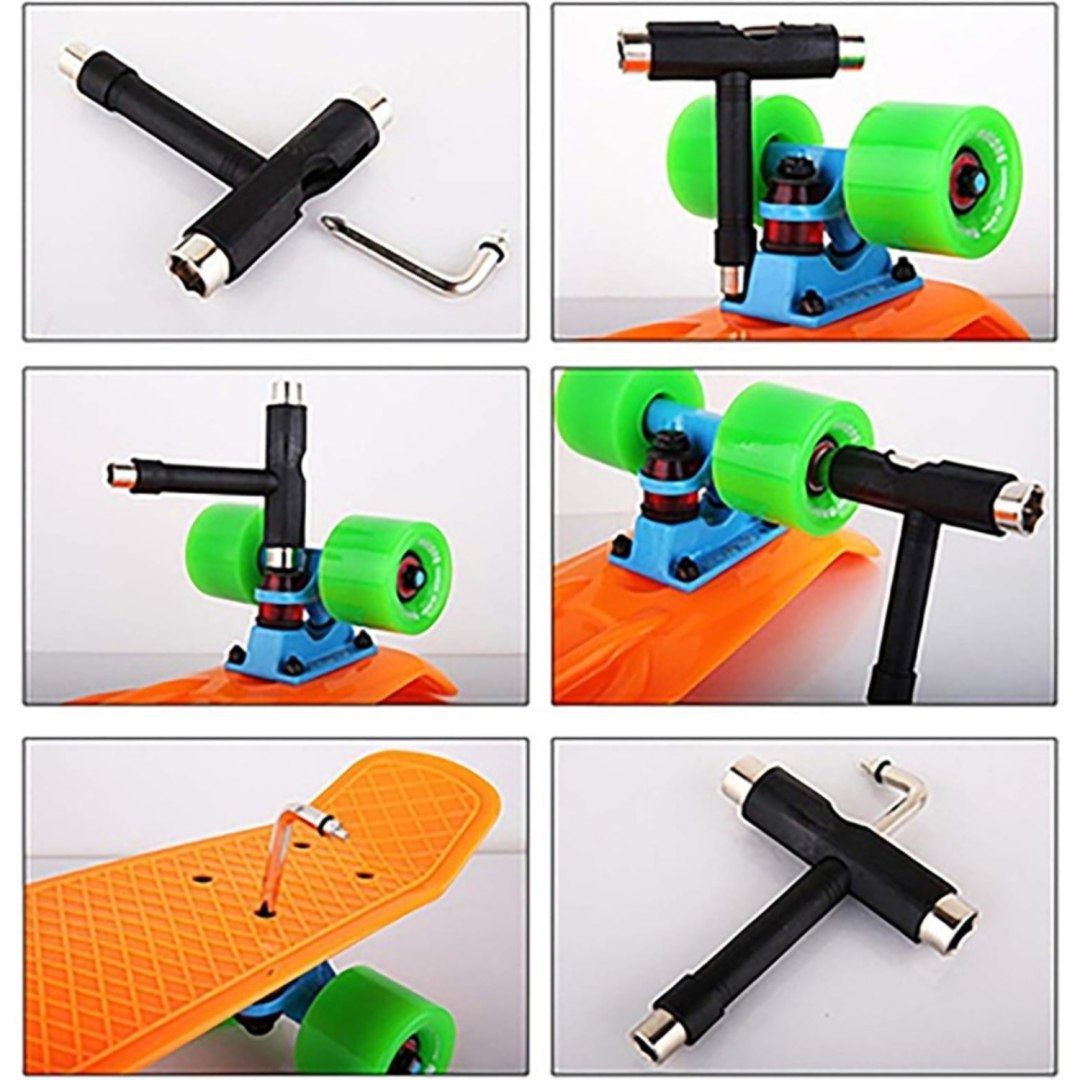 Narzędzie T do skateboardów 13w1, wielofunkcyjne, czarne