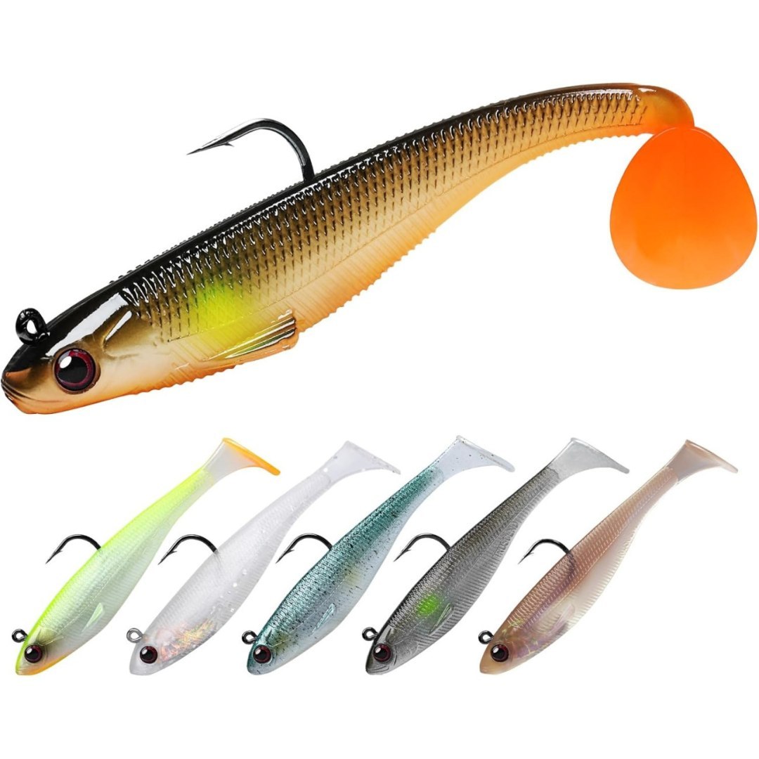 Zestaw wędkarski: 6-częściowy, gumowe przynęty T-Tail 9 cm, 12 g Zestaw wędkarski: 6-częściowy, gumowe przynęty T-Tail 9 cm, 12 g