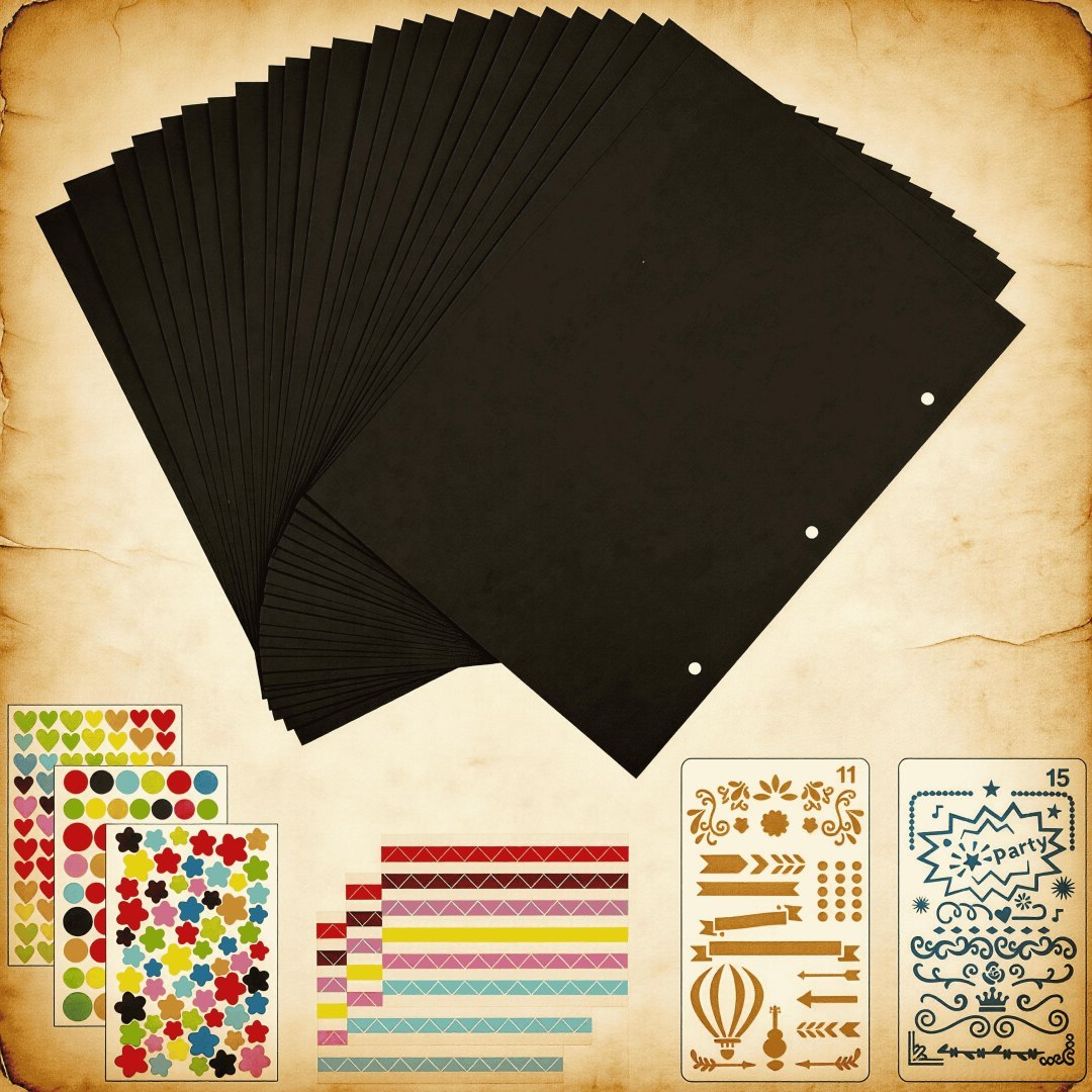 Album do scrapbookingu A4 z 24 stronami, kolorowe naklejki i szablony