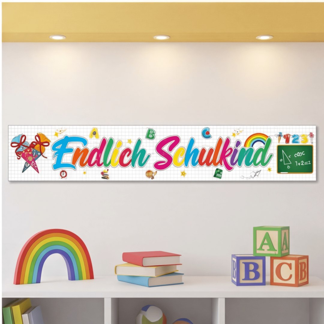 Baner dla ucznia szkoły podstawowej, duża łańcuchowa dekoracja, kolorowe wzory