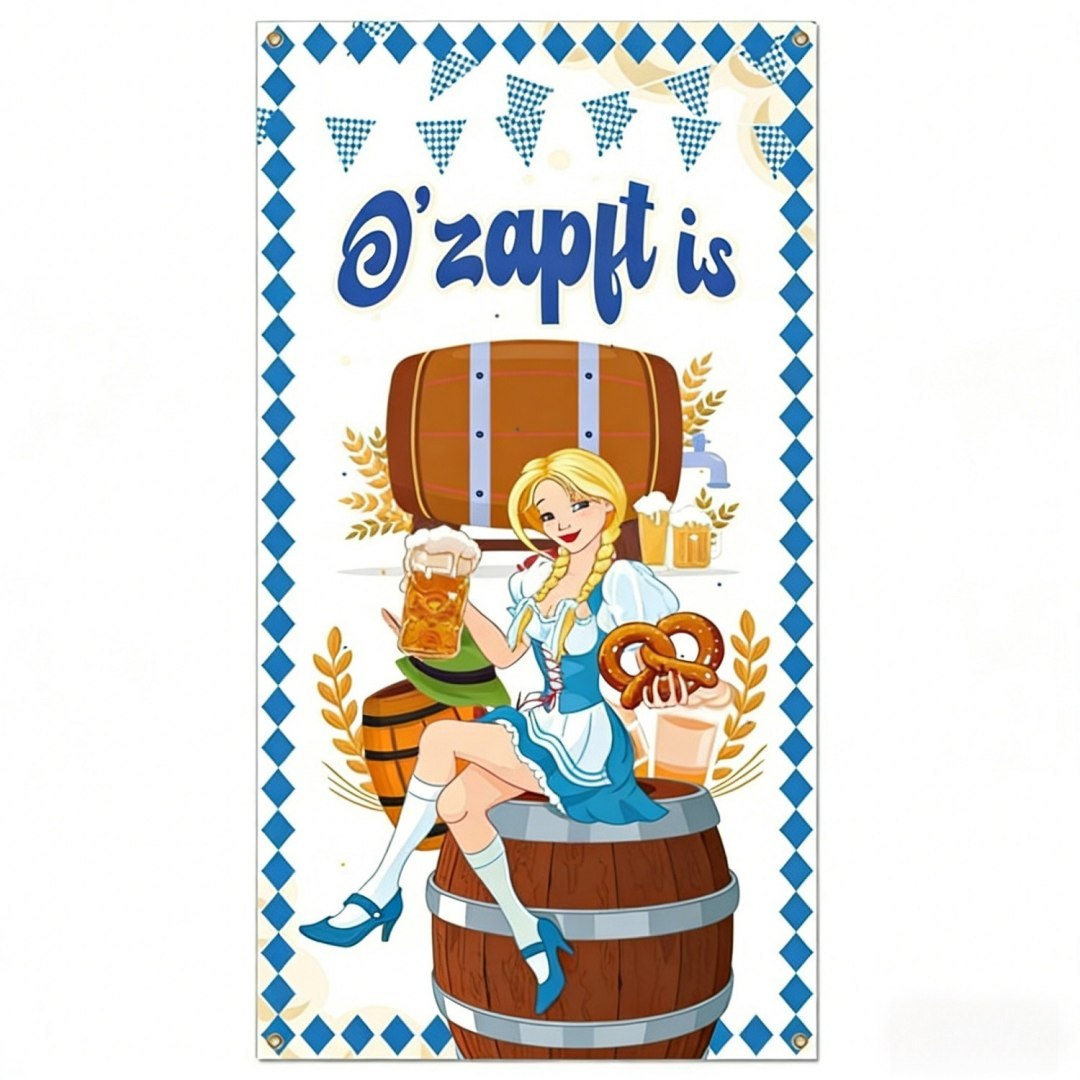 Zasłona Oktoberfest, kolorowa, materiał syntetyczny, dekoracyjna