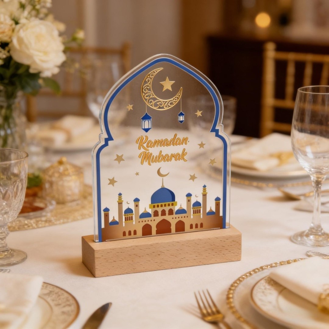 Dekoracja akrylowa Ramadan z drewnianym stoiskiem