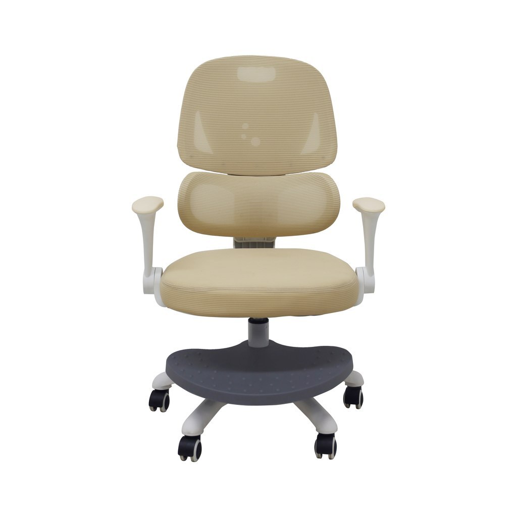 Krzesło do biurka dla dziecka fotel ergonomiczny obrotowy regulowany beżowy Krzesło do biurka dla dziecka fotel ergonomiczny obrotowy regulowany beżowy