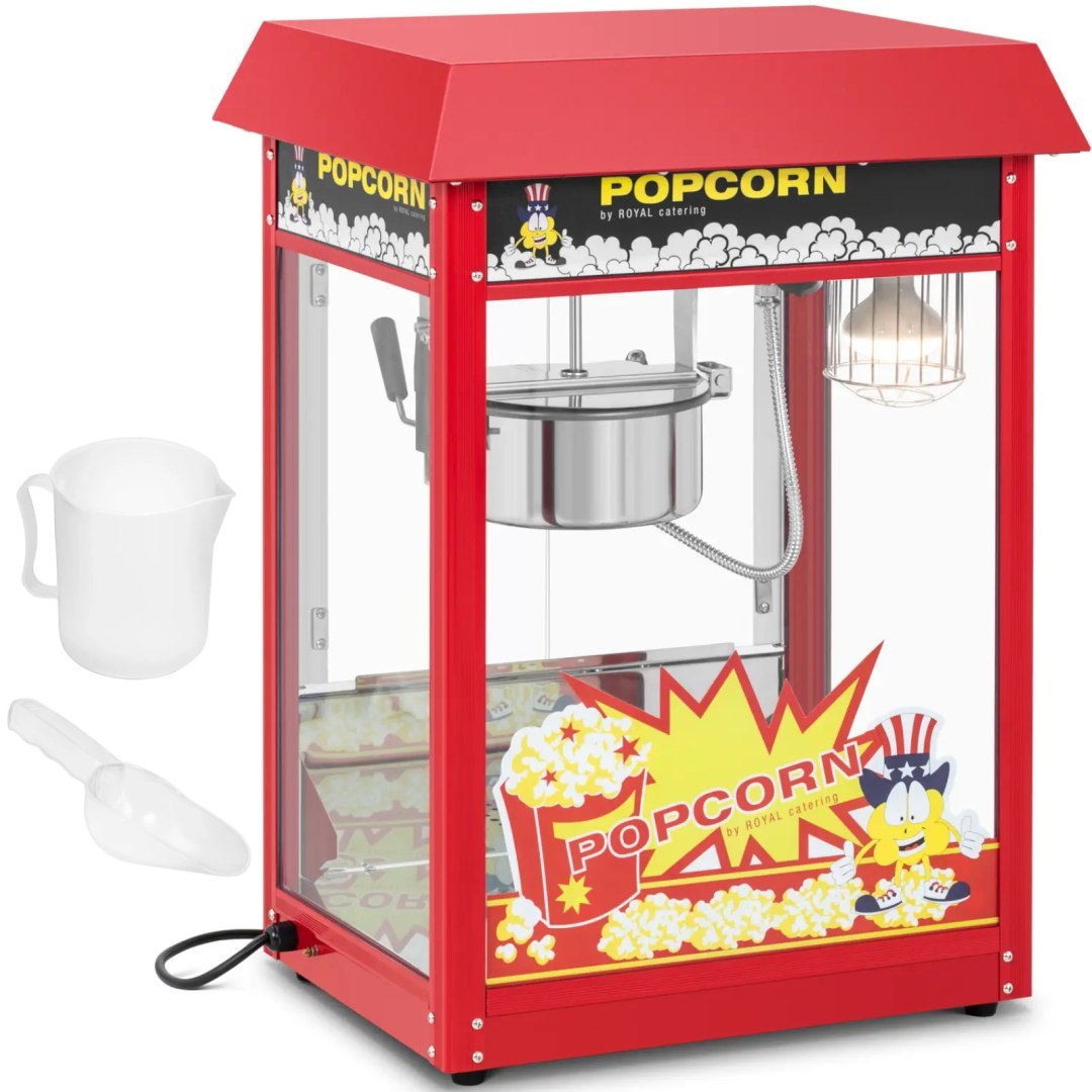 Maszyna urządzenie do prażenia popcornu retro 1500 W 5 kg/h – czerwona Maszyna urządzenie do prażenia popcornu retro 1500 W 5 kg/h – czerwona