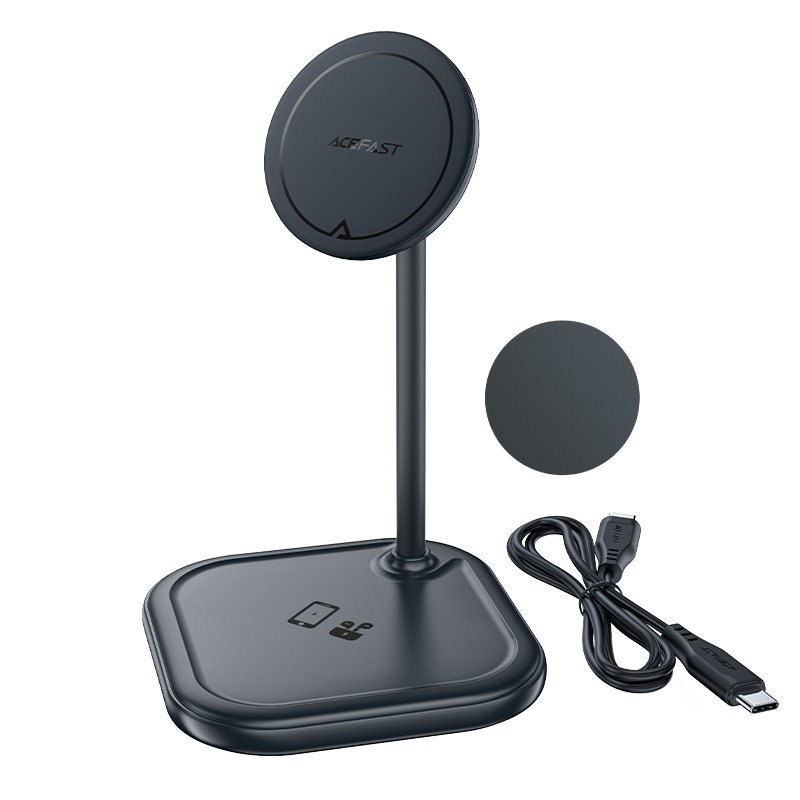 2w1 Ładowarka bezprzewodowa Qi 15W i stojak podstawka do iPhone i Apple AirPods E6 czarny 2w1 Ładowarka bezprzewodowa Qi 15W i stojak podstawka do iPhone i Apple AirPods E6 czarny