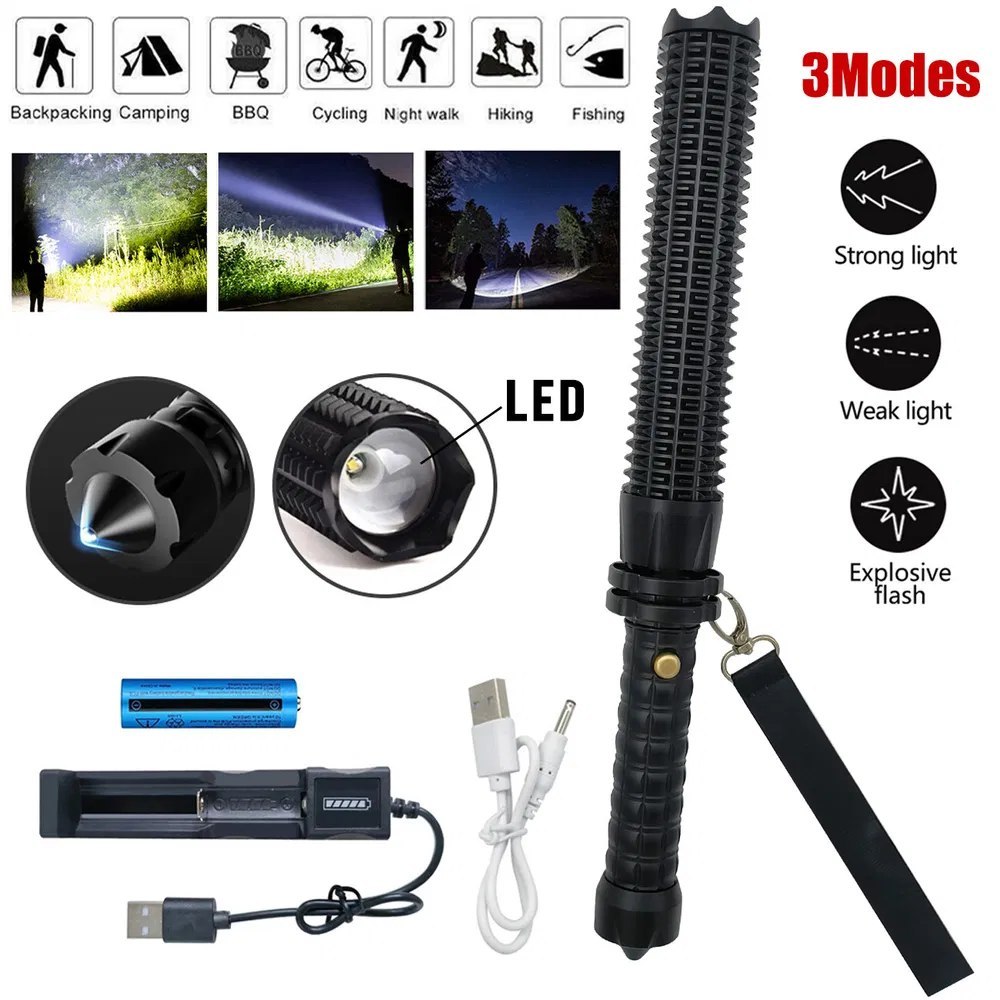 Latarka LED taktyczna 35000000LM czarna aluminium Latarka LED taktyczna 35000000LM czarna aluminium
