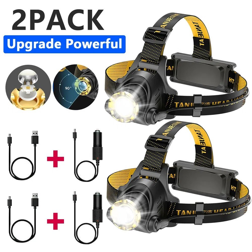 Lampa czołowa LED 99000000LM, super jasna, 2 sztuki Lampa czołowa LED 99000000LM, super jasna, 2 sztuki