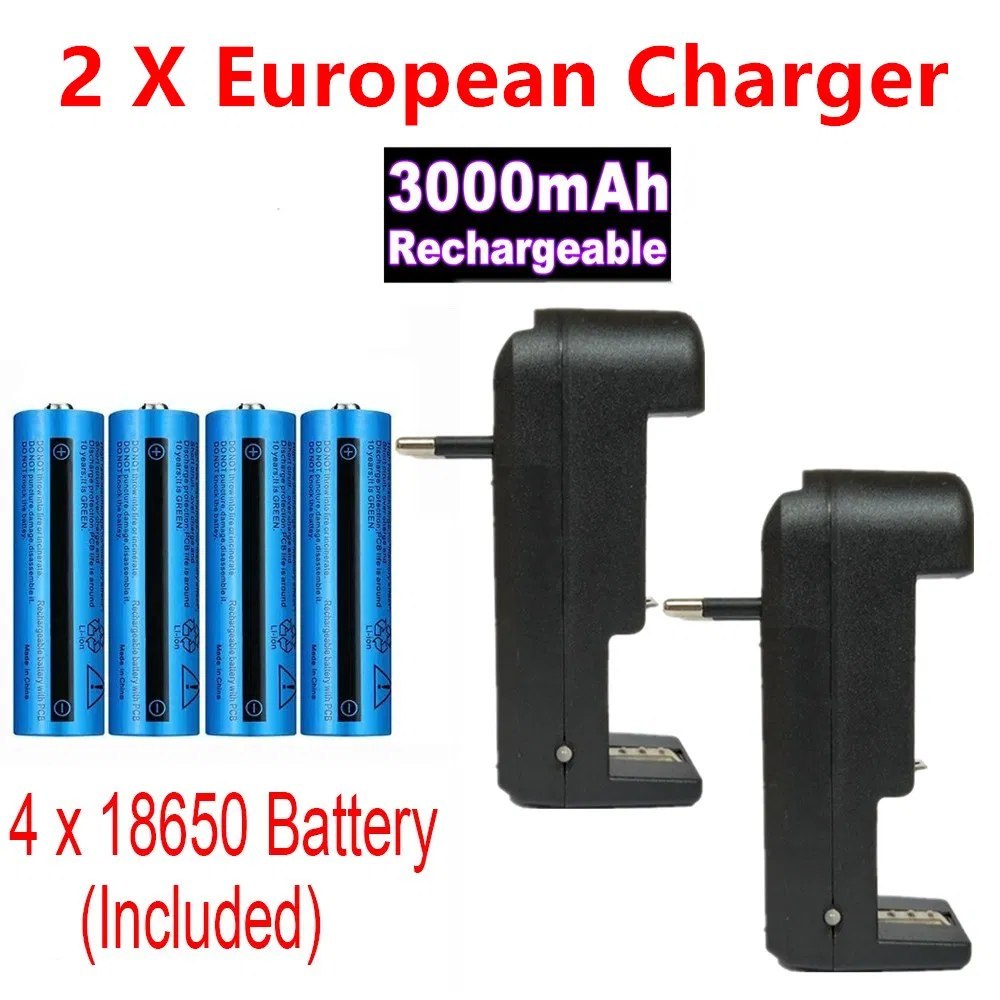 Akumulator 3000mAh 3.7V z ładowarką do latarek, 4 szt.