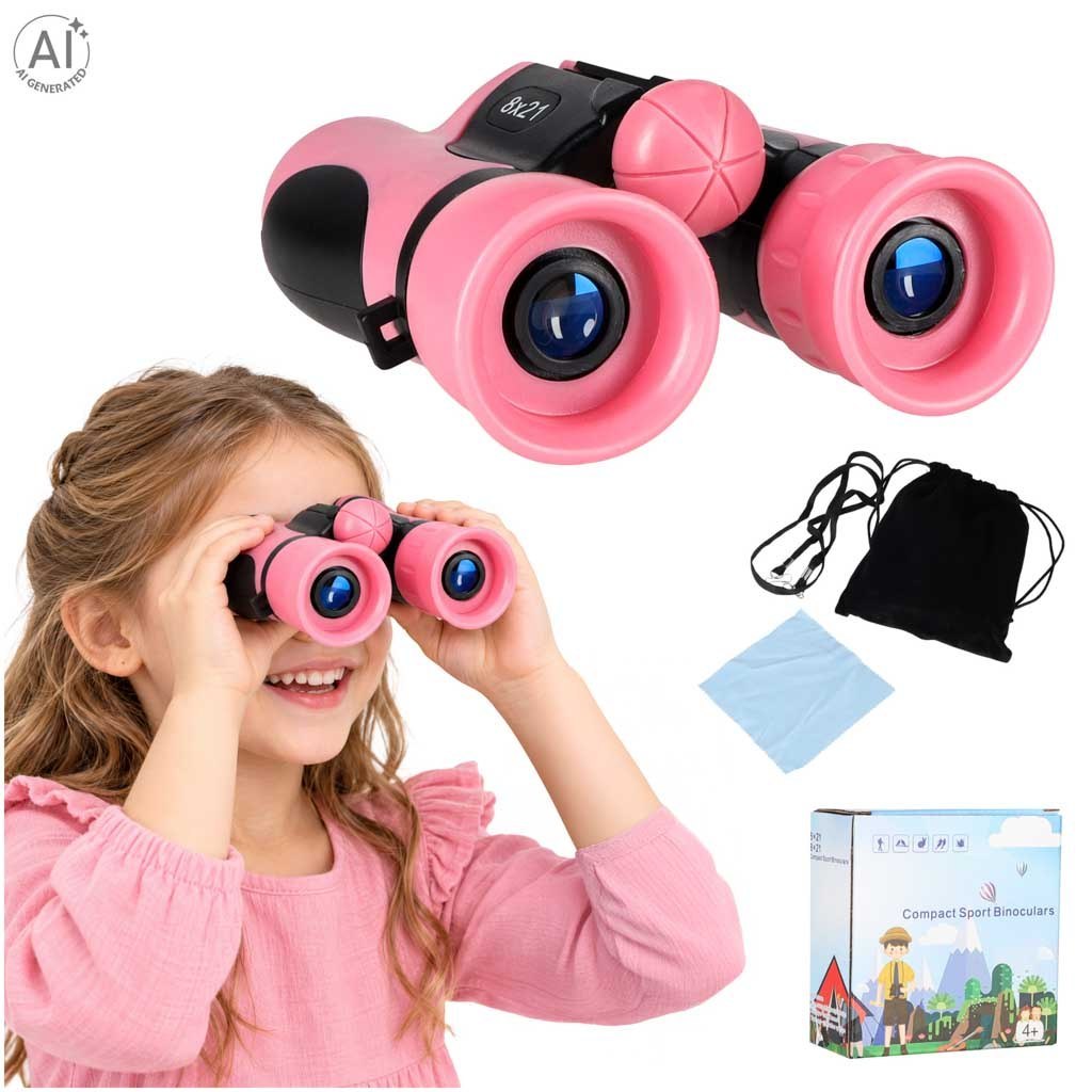Lornetka dla dzieci do obserwacji ptaków nieba 8x 21mm HD pokrowiec różowa Lornetka dla dzieci do obserwacji ptaków nieba 8x 21mm HD pokrowiec różowa
