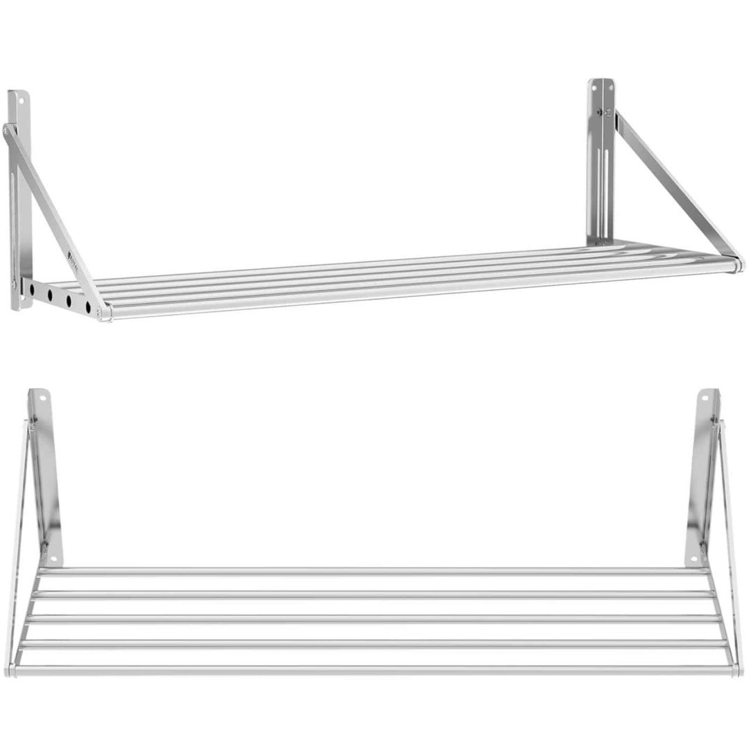 Półka ścienna wisząca stalowa nierdzewna składana 120 x 45cm Półka ścienna wisząca stalowa nierdzewna składana 120 x 45cm