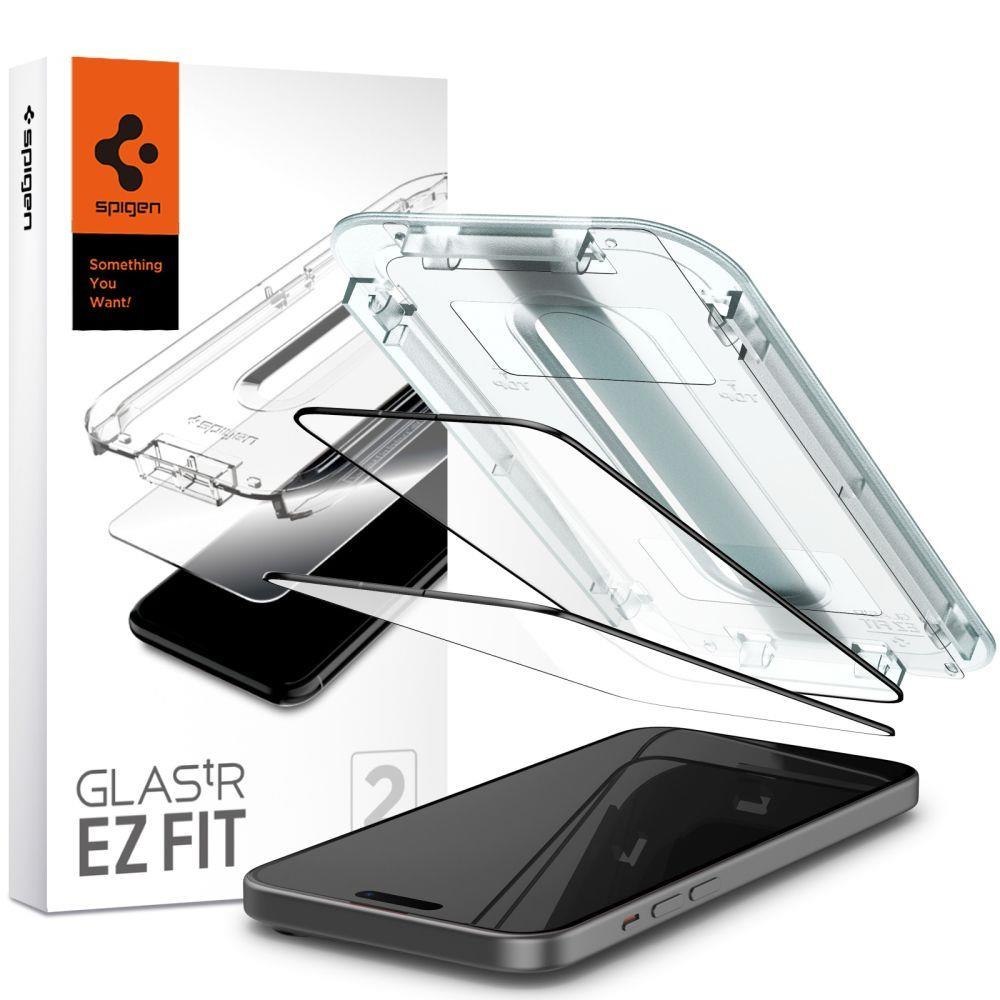 Szkło hartowane Glas.tR EZ Fit FC na iPhone 15 czarne – ZESTAW 2 szt.