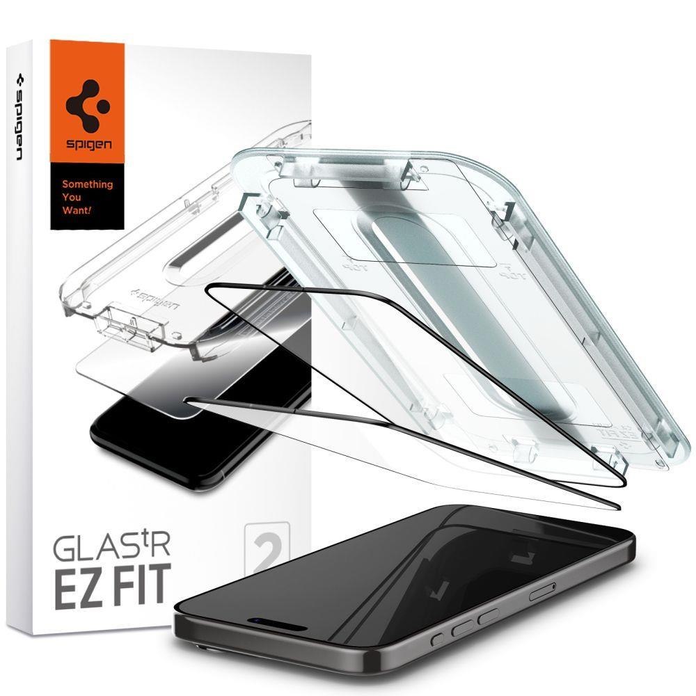 Szkło hartowane Glas.tR EZ Fit FC na iPhone 15 Pro Max czarne – ZESTAW 2 szt.