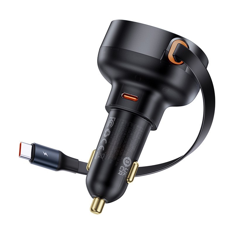 Ładowarka samochodowa Enjoyment Pro ze zwijanym kablem USB-C 60W czarna Ładowarka samochodowa Enjoyment Pro ze zwijanym kablem USB-C 60W czarna