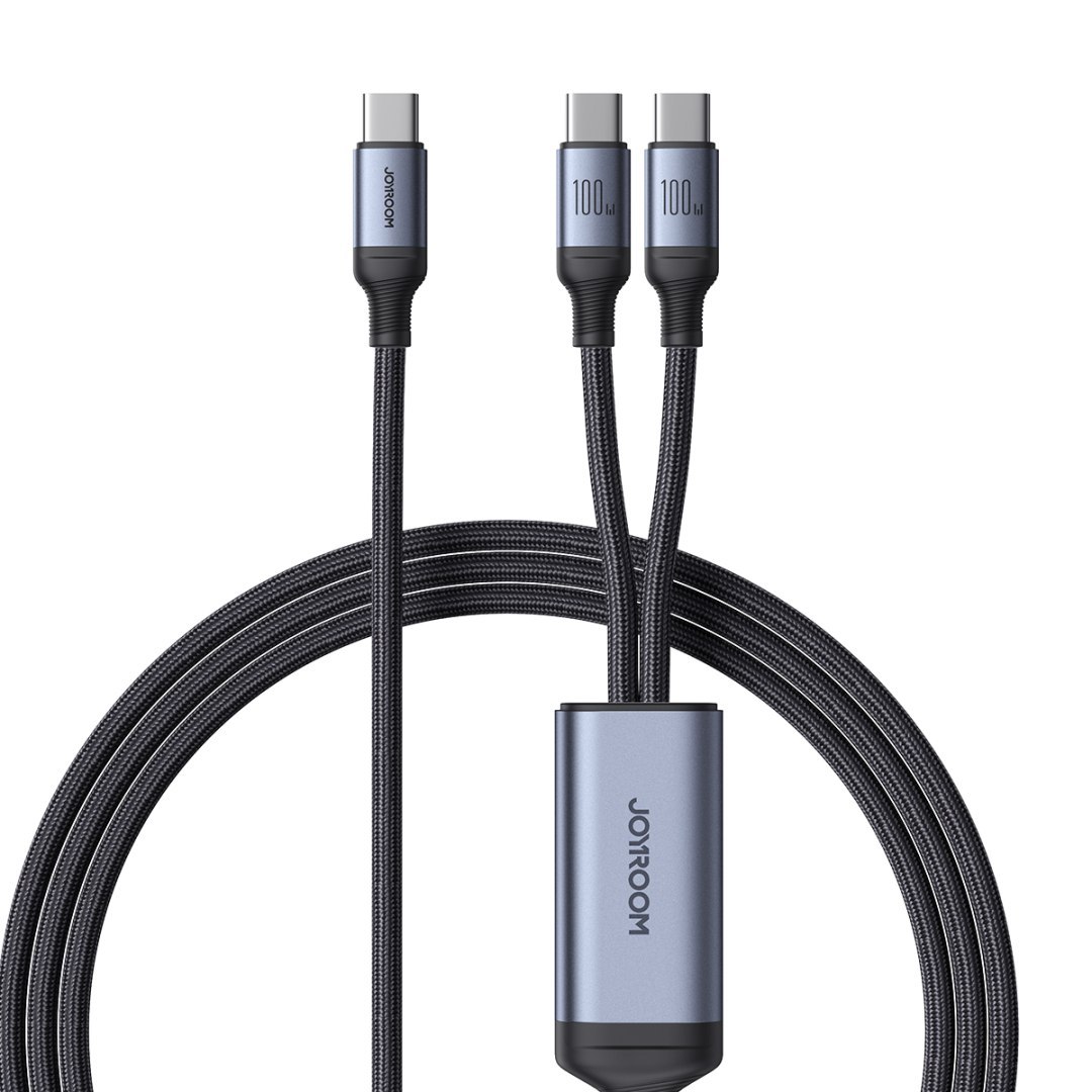 2w1 Kabel przewód Speedy Series USB-C – 2x USB-C 1.5m czarny